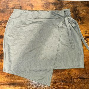 PrettyLittleThing Army Green Wrap Mini Skirt